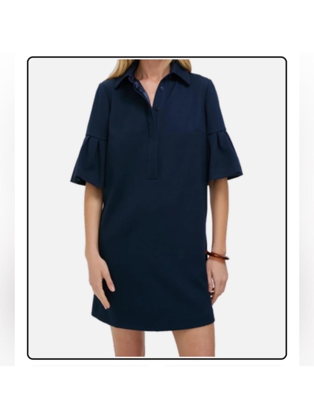 Tuckernuck Navy Crepe Massey Mini Flared Dress